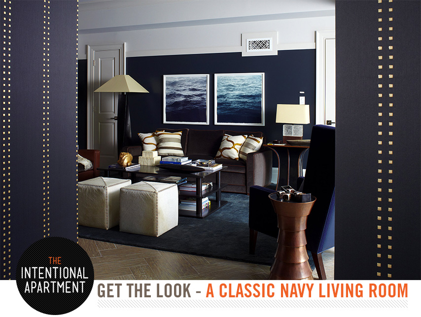 classic navy living room