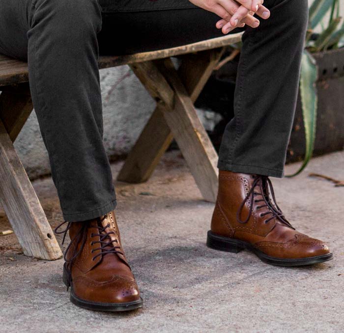 Stafford Deacon Wingtip Leather Boots 