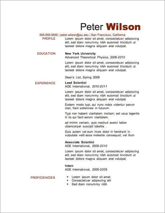12 Resume Templates for Microsoft Word Free Download · Primer