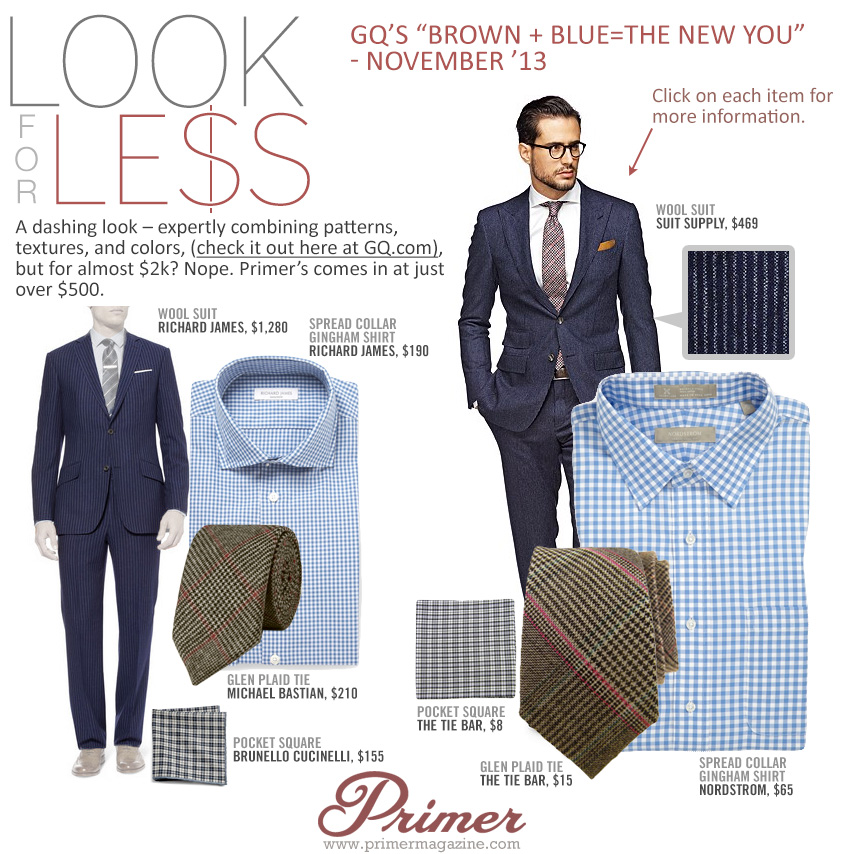 Look For Less: GQ’s “Brown + Blue = The New You” - November ’13 | Primer