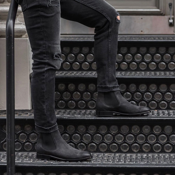 black suede boots mens outfit
