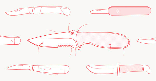 illustration of several knife types
