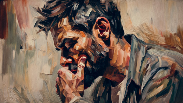 painting of a man thinking