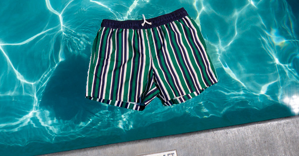 Mens Swim Trunks 5 with Mesh Lining Quick Dry Stripe Print