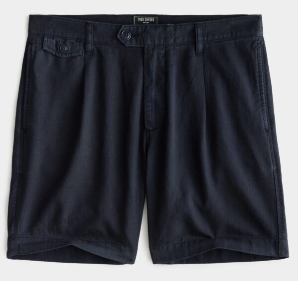 pleated cotton linen shorts