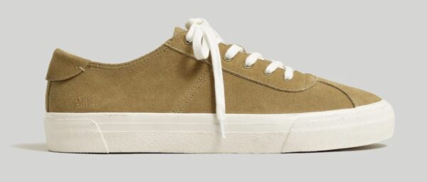 a low top lace up suede sneaker